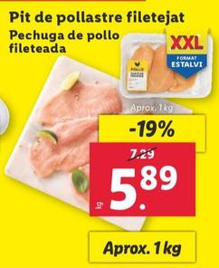 Oferta de Pechuga De Pollo Fileteada por 5,89€ en Lidl