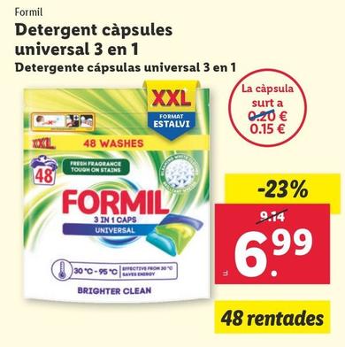 Oferta de Formil - Detergente Cápsulas Universal 3 En 1 por 6,99€ en Lidl