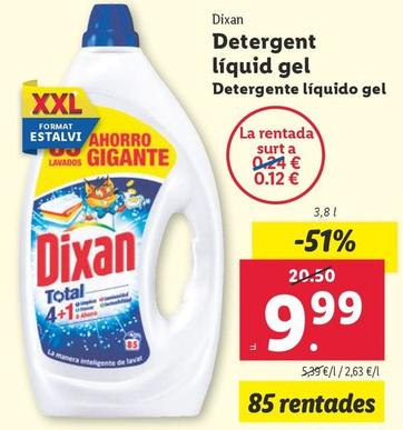 Oferta de Dixan - Detergente Liquido Gel por 9,99€ en Lidl