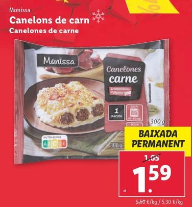 Oferta de Monissa - Canelones De Carne por 1,59€ en Lidl