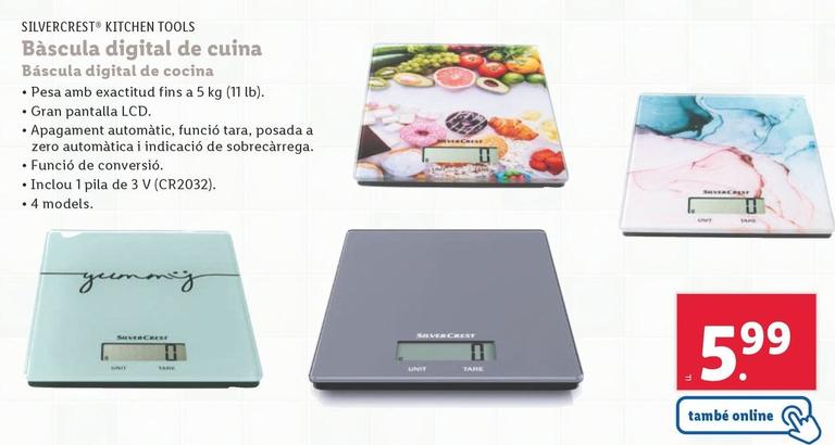 Oferta de Silvercrest Kitchen Tools - Bascula Digital De Cocina por 5,99€ en Lidl