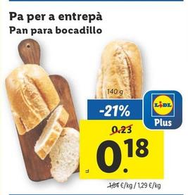Oferta de Pan Para Bocadillo por 0,18€ en Lidl