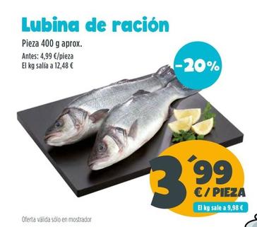 Oferta de Lubina De Racion por 3,99€ en Ahorramas