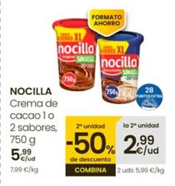 Oferta de Nocilla - Crema De Cacao 1 O 2 Sabores por 2,49€ en Eroski