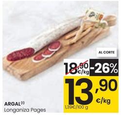 Oferta de Argal - Longaniza Pages por 13,9€ en Eroski