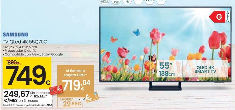 Oferta de Samsung - Tv Qled 4k 55Q70C por 749€ en Eroski