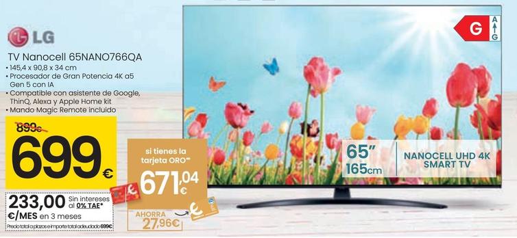 Oferta de Lg - Tv Nanocell 65NANO766QA por 699€ en Eroski