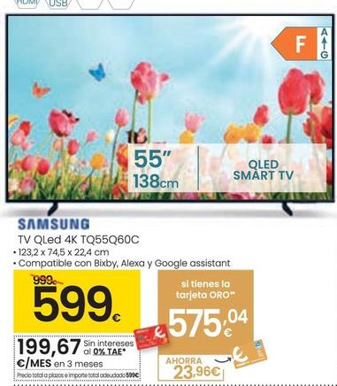 Oferta de Samsung - Tv Qled 4k TQ55Q60C por 599€ en Eroski