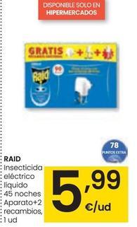 Oferta de Raid - Insecticida Electrico Liquido 45 Noches por 5,99€ en Eroski