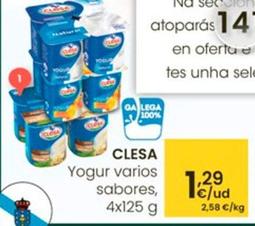 Oferta de Clesa - Yogur Varios Sabores por 1,29€ en Eroski