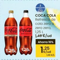 Oferta de Coca-cola - Refresco De Cola Zero O Zero Zero por 1,25€ en Eroski