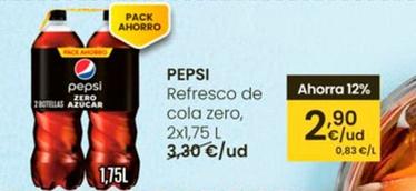 Oferta de Pepsi - Refresco De Cola Zero por 2,9€ en Eroski