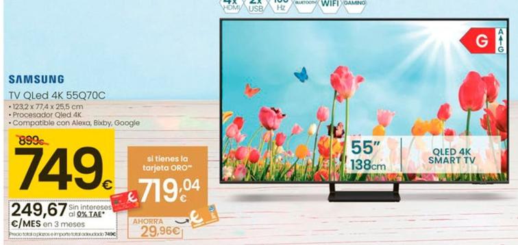 Oferta de Samsung - Tv Qled 4K 55Q70C por 749€ en Eroski