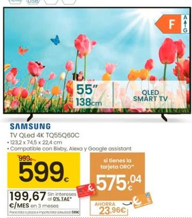 Oferta de Samsung - TV Qled 4K TQ55Q60C por 599€ en Eroski