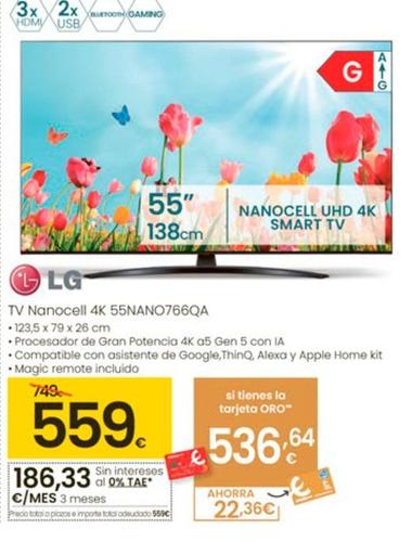 Oferta de Lg - TV Nanoell 4K 55NANO766QA por 559€ en Eroski