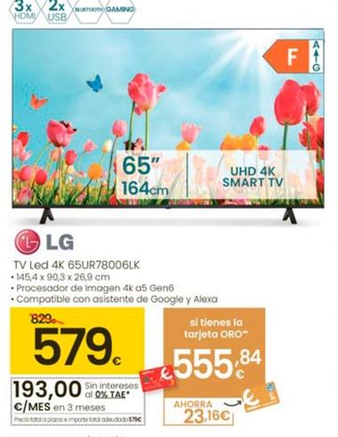 Oferta de Lg - TV Led 4K 65UR78006LK por 579€ en Eroski