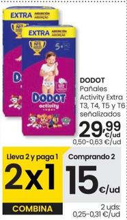 Oferta de Dodot - Panales Activity Extra T3,T4,T5 Y T6 Senalizados por 29,99€ en Eroski