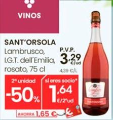Oferta de Sant'Orsola - Lambrusco Igt dell'Emilia rosato por 3,29€ en Eroski