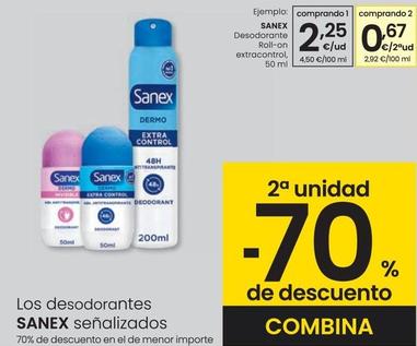 Oferta de Sanex - Desdorante Roll-On Extracontrol por 2,25€ en Eroski