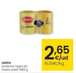 Oferta de Serpis - Aceituna Negra Sin Hueso por 2,65€ en Eroski