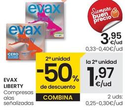 Oferta de Evax - Liberty Compresas Alas por 3,95€ en Eroski
