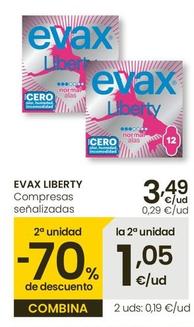 Oferta de Evax Liberty - Compresas Señalizadas por 3,49€ en Eroski