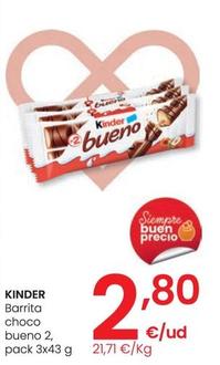 Oferta de Kinder - Barrita Choco Bueno, 2 Pack por 2,8€ en Eroski