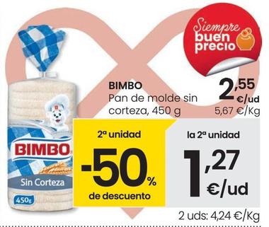 Oferta de Bimbo - Pan De Molde Sin Corteza por 2,55€ en Eroski