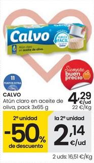 Oferta de Calvo - Atún Claro En Aceite De Oliva, Pack por 4,29€ en Eroski