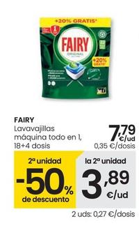 Oferta de Fairy - Lavavajillas Máquina Todo En 1, 18+4 Dosis por 7,79€ en Eroski