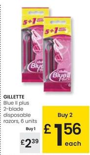 Oferta de Gillette - Blue Ii Plus 2-blade Disposable Razors por 2,39€ en Eroski
