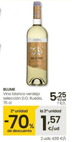 Oferta de Blume - Vino Blanco Verdejo Sleccion D.O. Rueda por 5,25€ en Eroski