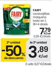 Oferta de Fairy - Lavavajillas Maquina Todo en 1, 18+4 Dosis por 7,79€ en Eroski