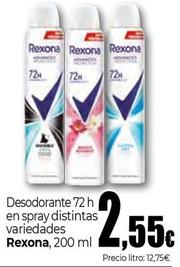 Oferta de Rexona - Desodorante 72 H En Spray Distintas Variedades por 2,55€ en Unide Supermercados
