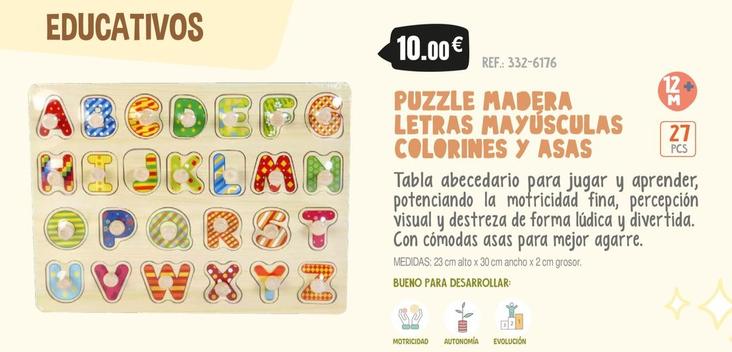 Oferta de Puzzle Madera Letras Mayúsculas Colorines Y Asas por 10€ en Juguetilandia