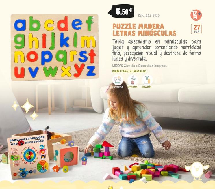 Oferta de Puzzle Madera Letras Minúsculas por 6,5€ en Juguetilandia