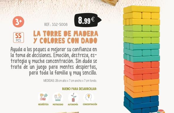 Oferta de La Torre De Madera Y Colores Con Dado por 8,99€ en Juguetilandia