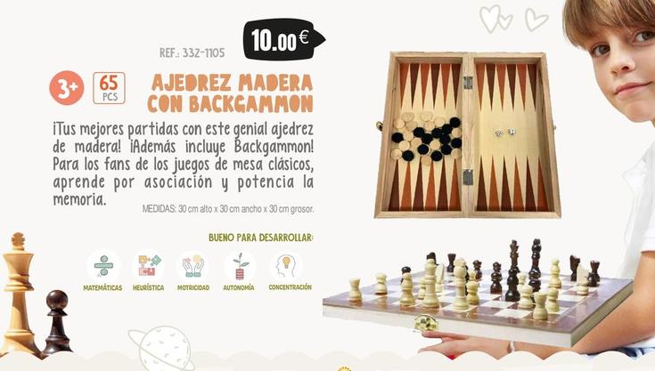 Oferta de Ajedrez Madera Con Backgammon por 10€ en Juguetilandia