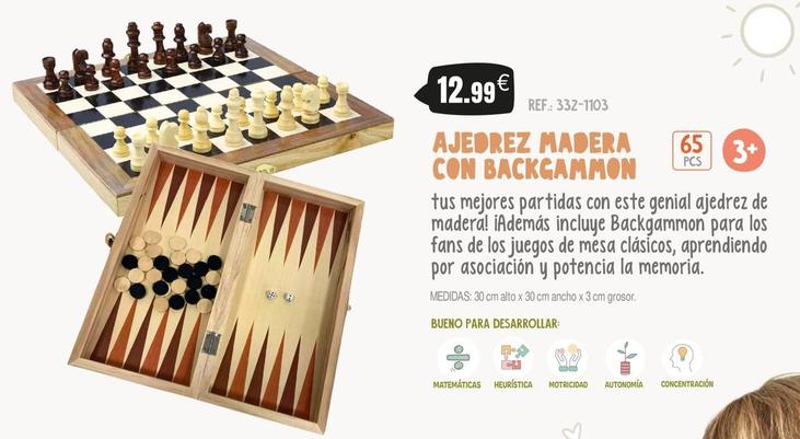 Oferta de Ajedrez Madera Con Backgammon por 12,99€ en Juguetilandia