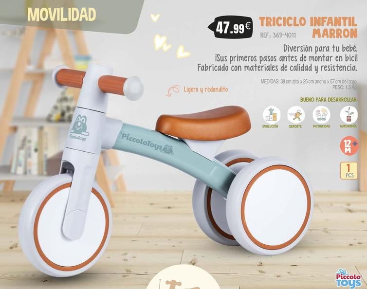Oferta de Triciclo Infantil Marron por 47,99€ en Juguetilandia