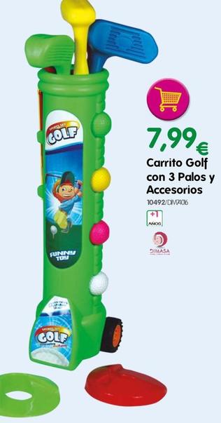 Oferta de Carrito Golf Con 3 Palos Y Accesorios por 7,99€ en Don Dino