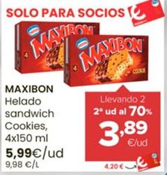 Oferta de Maxibon - Helado Sandwich Cookies por 5,99€ en Autoservicios Familia