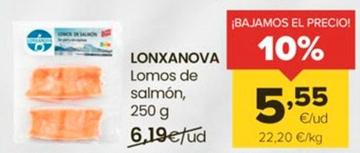 Oferta de Lonxanova - Lomos De Salmón por 5,55€ en Autoservicios Familia