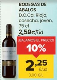 Oferta de Bodegas De Abalos - D.o.ca. Rioja Casecha, Joven por 2,25€ en Autoservicios Familia