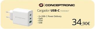 Oferta de Conceptronic - Cargador Usb-c por 34,9€ en Ecomputer