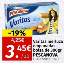 Oferta de Pescanova - Varitas Merluza Empanadas Bolsa por 3,45€ en Maskom Supermercados