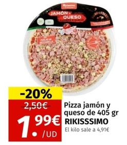 Oferta de Rikisssimo - Pizza Jamón Y Queso por 1,99€ en Maskom Supermercados