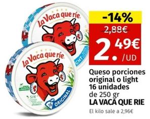 Oferta de La Vaca Que Ríe - Queso Porciones Original O Light por 2,49€ en Maskom Supermercados