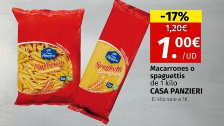 Oferta de Casa Panzieri - Macarrones O Spaguettis por 1€ en Maskom Supermercados