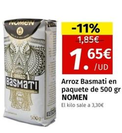 Oferta de Nomen - Arroz Basmati En Paquete por 1,65€ en Maskom Supermercados